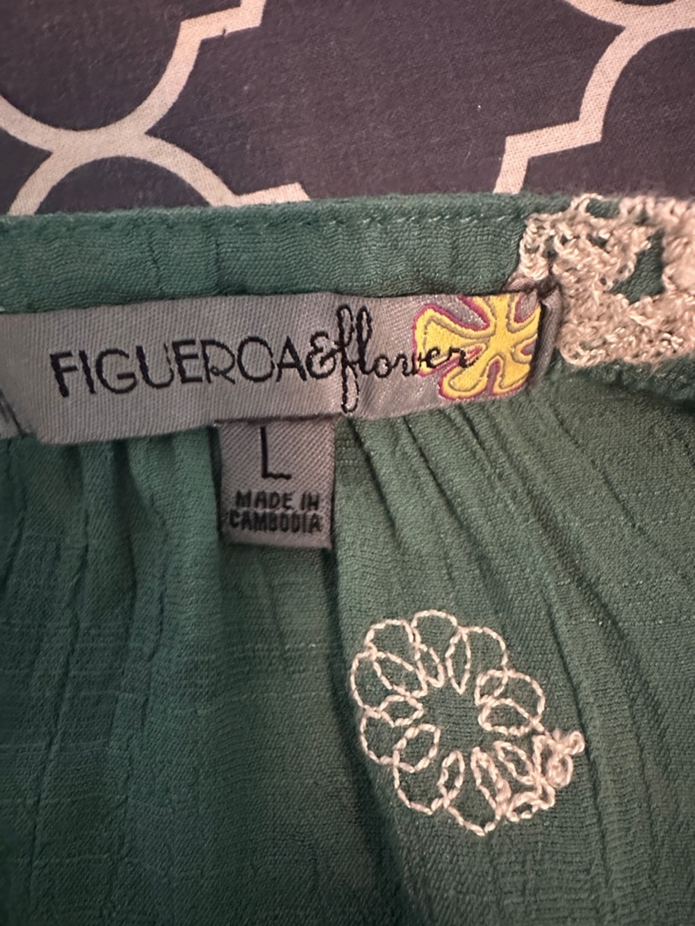 Embroidered Teal-Green Boho Tunic Top - Picture 8 of 17